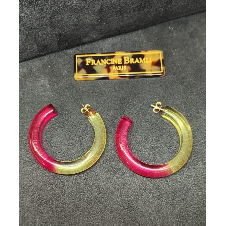 Boucle d'oreille CREOL jaune et rose - Francine BRAMLI Paris Bijoux