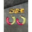 Boucle d'oreille CREOLE jaune et rose  - Francine BRAMLI Paris Bijoux