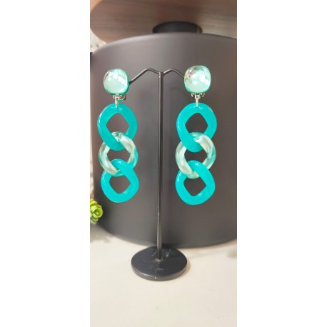 Clips BEDIA maillon turquoise - Francine BRAMLI Paris Bijoux