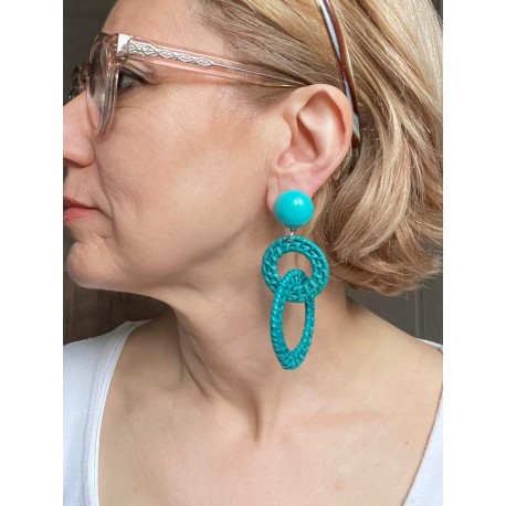 SOLARA Raphia Turquoise - Francine BRAMLI Paris