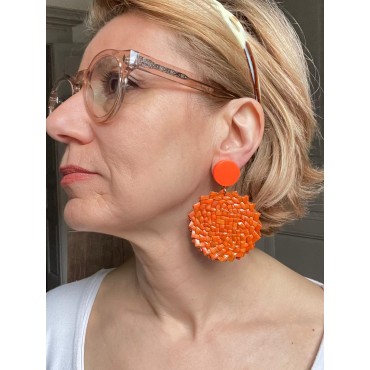 PLAGE Raphia Orange - Francine BRAMLI Paris Bijoux