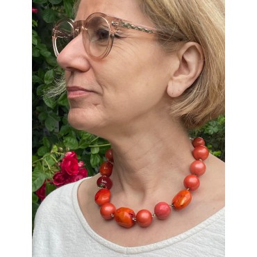 Collier DEMBA perles Corail & gorgone - FRANCINE BRAMLI Paris