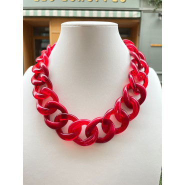 KOURTY Maillons rouge & marbré - Francine BRAMLI PARIS, Collier