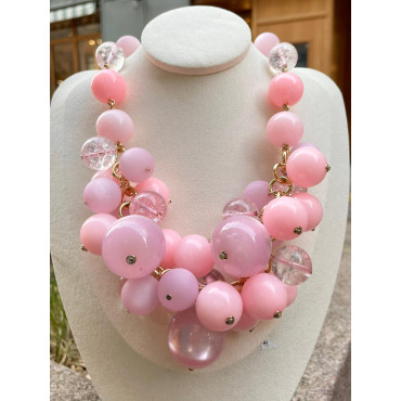 OLIVER perles roses - Francine BRAMLI PARIS Collier