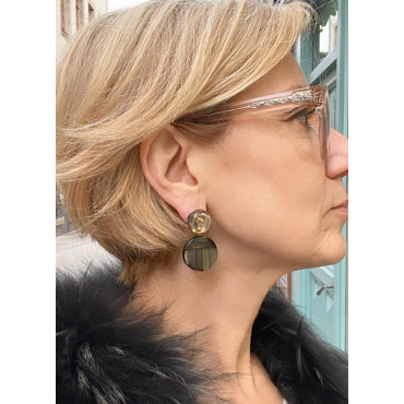 CLARA marron Cabochon miroir OP - Francine BRAMLI Paris