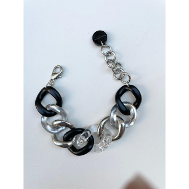 Bracelet ALESSIO noir, transpt, argent, gris - FRANCINE BRAMLI PARIS