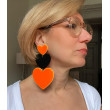 LOVE 3 coeurs Orange & Noir - Francine BRAMLI Paris